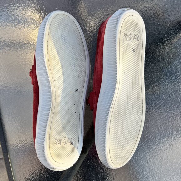 Coach Corey Womens 9.5 Red Suede Loafers Gold Bit Grannycore Preppy Shoe - Picture 6 of 7